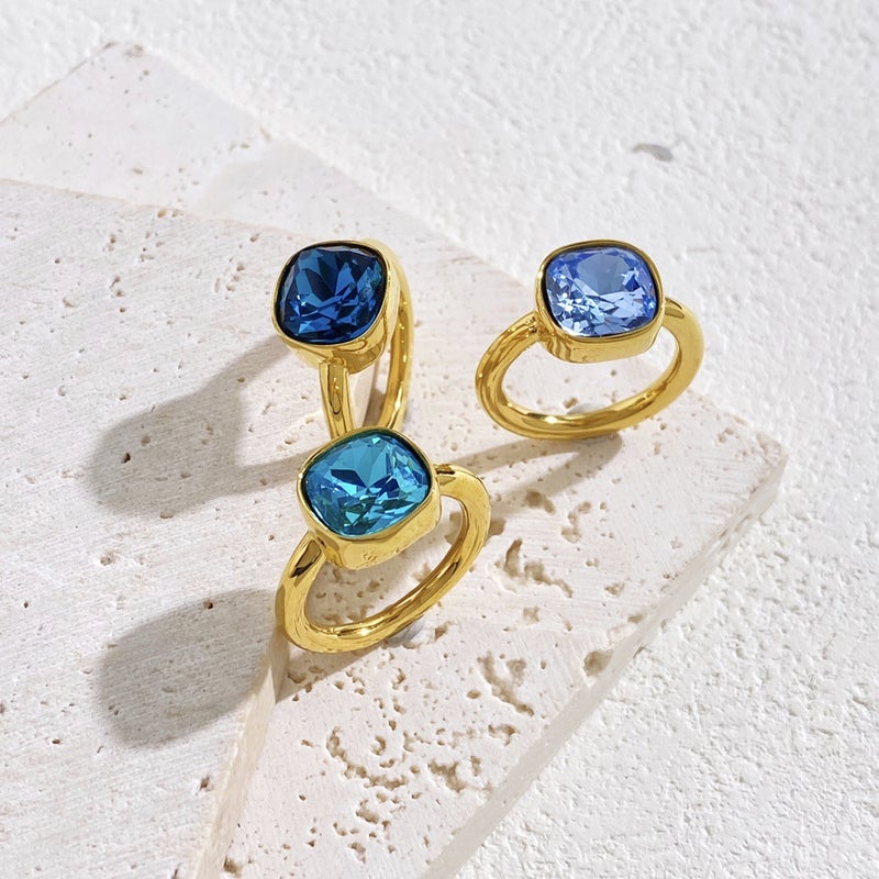 New Diamond Square Crystal Ring New Live Fashion Exquisite Shining Multi-Faceted Hand Ornament Ring - Image 4